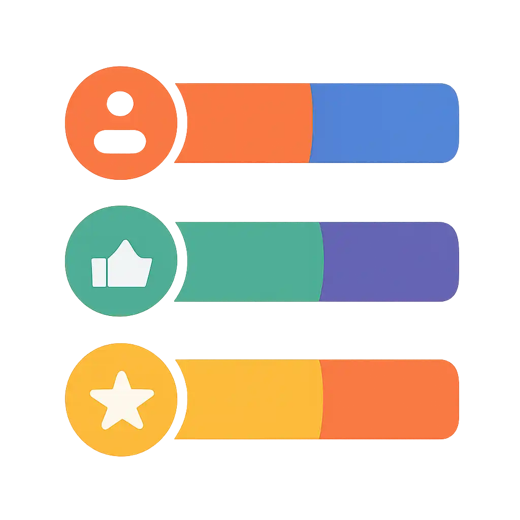 Infographic comparing options using coloured bars and icons only, no text or labels, flat design, 92 Game