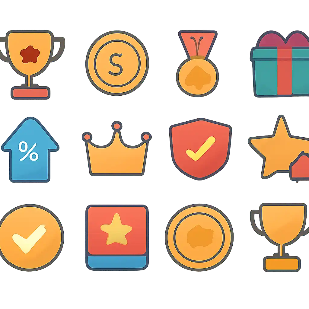 Trophy and reward icons: 92 Game bonuses graphic